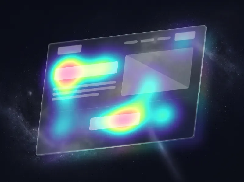 An illustration of a page layout with a glowing attention heatmap